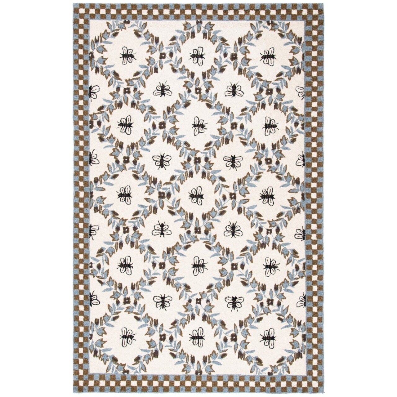 Safavieh Chelsea Hk55G Hand-Hooked Ivory / Blue Rug Hand Hooked Area Rug